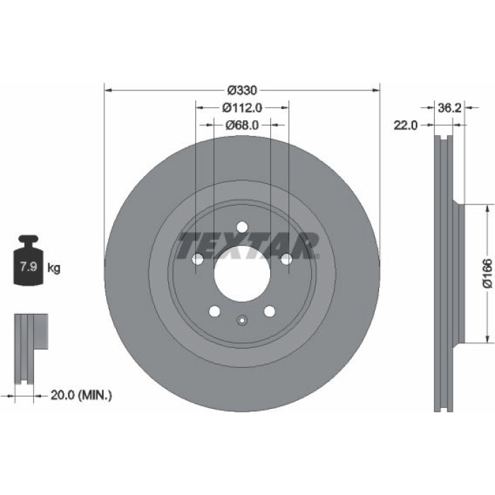 Textar 92160303 Bremsscheibe PRO Textar 92160303 Bremsscheibe PRO