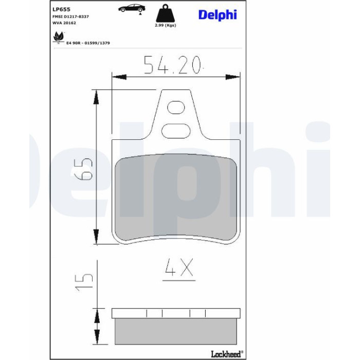 Delphi LP655 Bremsbelagsatz, Scheibenbremse Delphi LP655 Bremsbelagsatz, Scheibenbremse