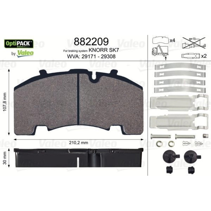 Valeo 882209 Bremsbelagsatz, Scheibenbremse OPTIPACK