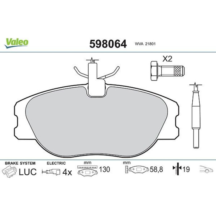 Valeo 598064 Bremsbelagsatz, Scheibenbremse Valeo 598064 Bremsbelagsatz, Scheibenbremse