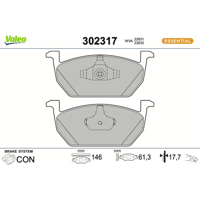 Valeo 302317 Bremsbelagsatz, Scheibenbremse ESSENTIAL Valeo 302317 Bremsbelagsatz, Scheibenbremse ESSENTIAL