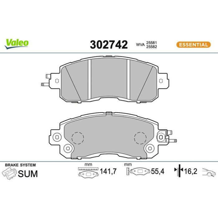 Valeo 302742 Bremsbelagsatz, Scheibenbremse ESSENTIAL