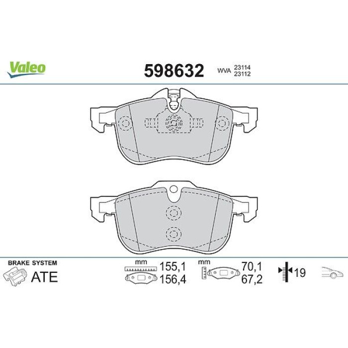 Valeo 598632 Bremsbelagsatz, Scheibenbremse Valeo 598632 Bremsbelagsatz, Scheibenbremse
