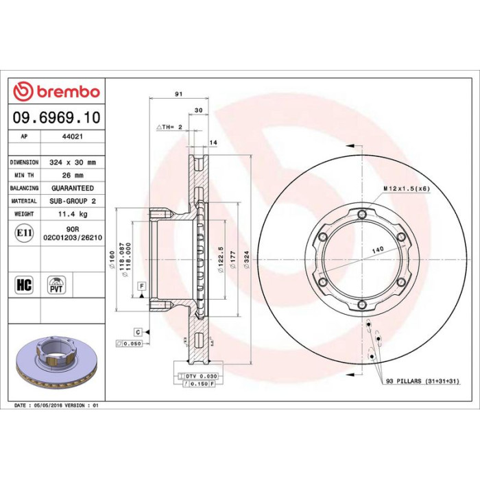Brembo 09.6969.10 Bremsscheibe PRIME LINE Brembo 09.6969.10 Bremsscheibe PRIME LINE