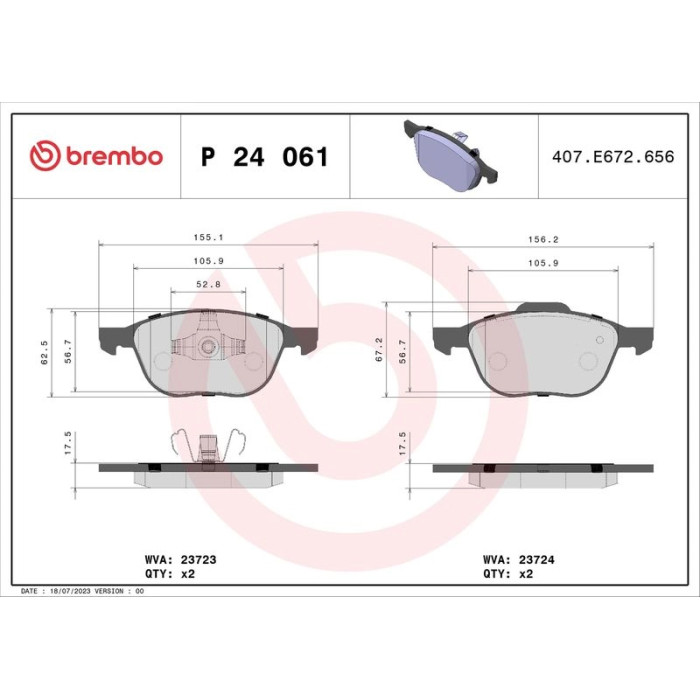 Brembo P 24 061 Bremsbelagsatz, Scheibenbremse PRIME LINE Brembo P 24 061 Bremsbelagsatz, Scheibenbremse PRIME LINE