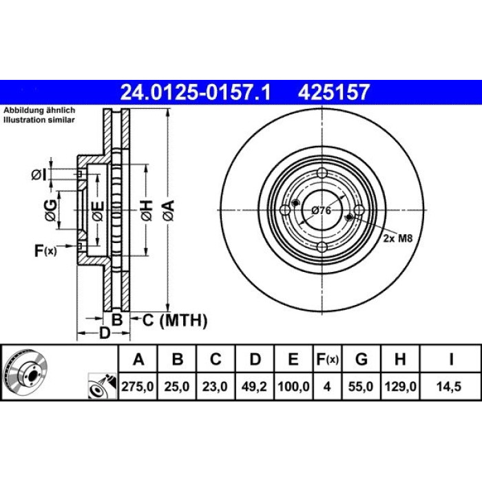 ATE 24.0125-0157.1 Bremsscheibe