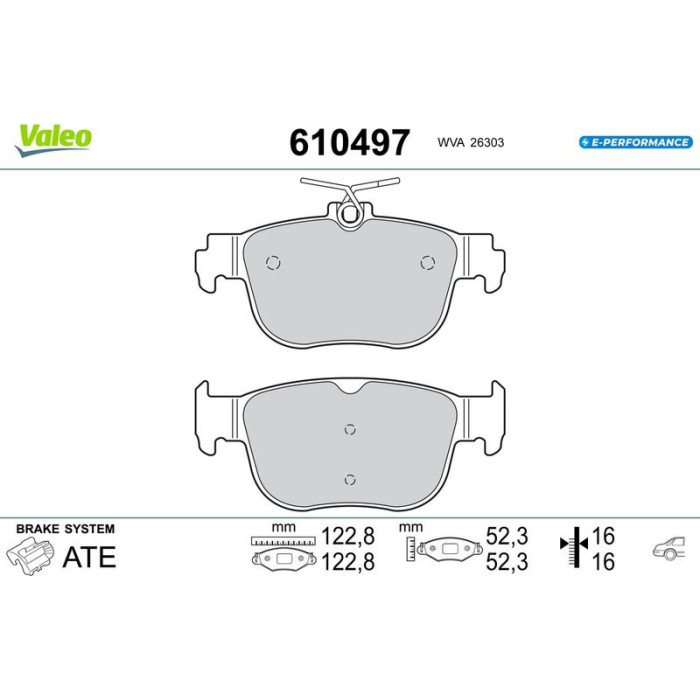 Valeo 610497 Bremsbelagsatz, Scheibenbremse E-PERFORMANCE Valeo 610497 Bremsbelagsatz, Scheibenbremse E-PERFORMANCE
