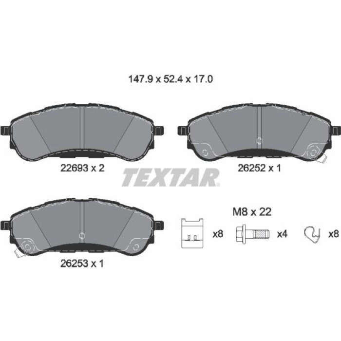 Textar 2269301 Bremsbelagsatz, Scheibenbremse Q+