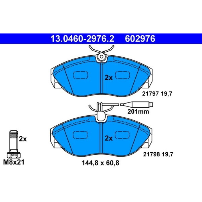 ATE 13.0460-2976.2 Bremsbelagsatz, Scheibenbremse ATE 13.0460-2976.2 Bremsbelagsatz, Scheibenbremse