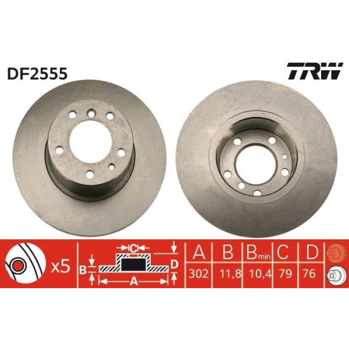 TRW DF2555 Bremsscheibe