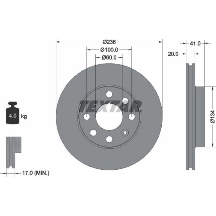 Textar 92029603 Bremsscheibe PRO Textar 92029603 Bremsscheibe PRO