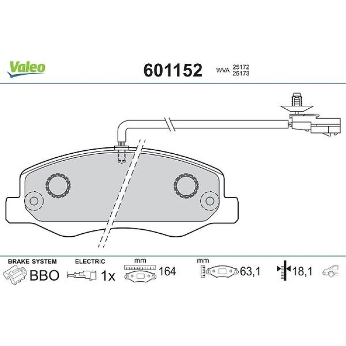 Valeo 601152 Bremsbelagsatz, Scheibenbremse Valeo 601152 Bremsbelagsatz, Scheibenbremse
