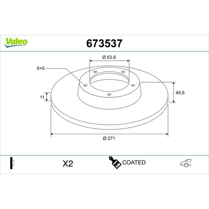 Valeo 673537 Bremsscheibe COATED