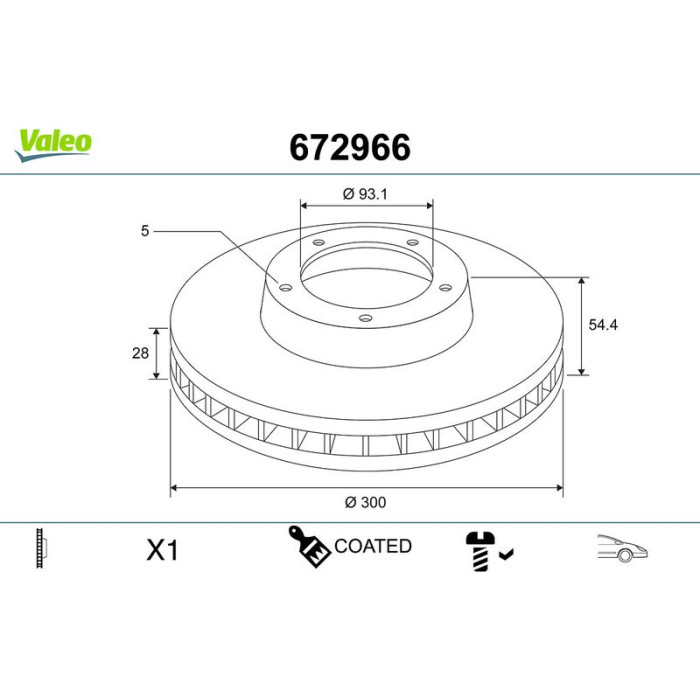 Valeo 672966 Bremsscheibe COATED Valeo 672966 Bremsscheibe COATED