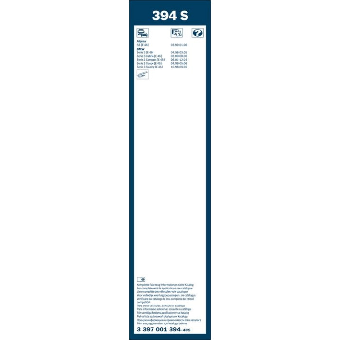 BOSCH 394 S Scheibenwischer Twin 3 397 001 394 BOSCH 394 S Scheibenwischer Twin 3 397 001 394