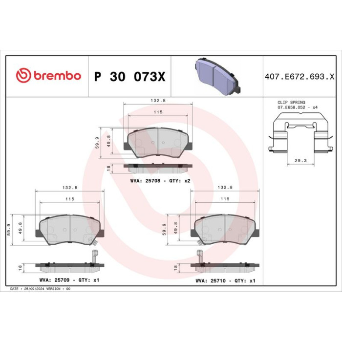 Brembo P 30 073X Bremsbelagsatz, Scheibenbremse XTRA LINE Brembo P 30 073X Bremsbelagsatz, Scheibenbremse XTRA LINE