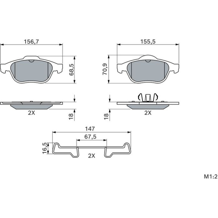 BOSCH 0 986 424 616 Bremsbelagsatz, Scheibenbremse BOSCH 0 986 424 616 Bremsbelagsatz, Scheibenbremse