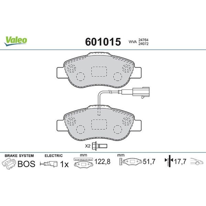 Valeo 601015 Bremsbelagsatz, Scheibenbremse Valeo 601015 Bremsbelagsatz, Scheibenbremse