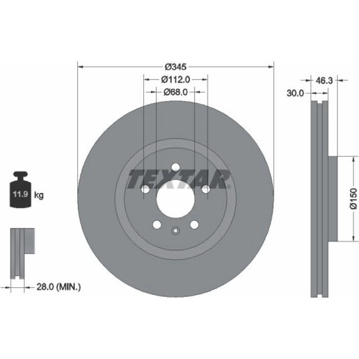 Textar 92143903 Bremsscheibe PRO Textar 92143903 Bremsscheibe PRO