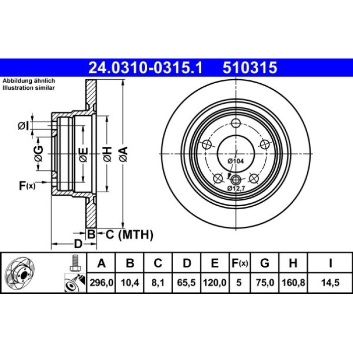 ATE 24.0310-0315.1 Bremsscheibe PowerDisc ATE 24.0310-0315.1 Bremsscheibe PowerDisc