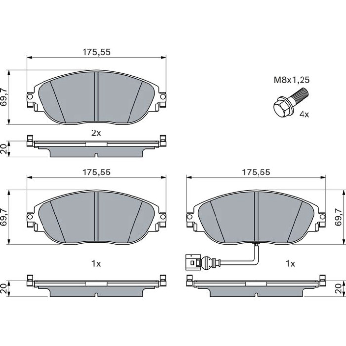BOSCH 0 986 494 704 Bremsbelagsatz, Scheibenbremse BOSCH 0 986 494 704 Bremsbelagsatz, Scheibenbremse