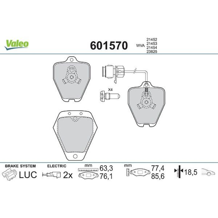 Valeo 601570 Bremsbelagsatz, Scheibenbremse Valeo 601570 Bremsbelagsatz, Scheibenbremse
