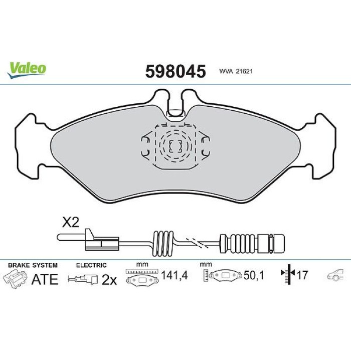 Valeo 598045 Bremsbelagsatz, Scheibenbremse Valeo 598045 Bremsbelagsatz, Scheibenbremse