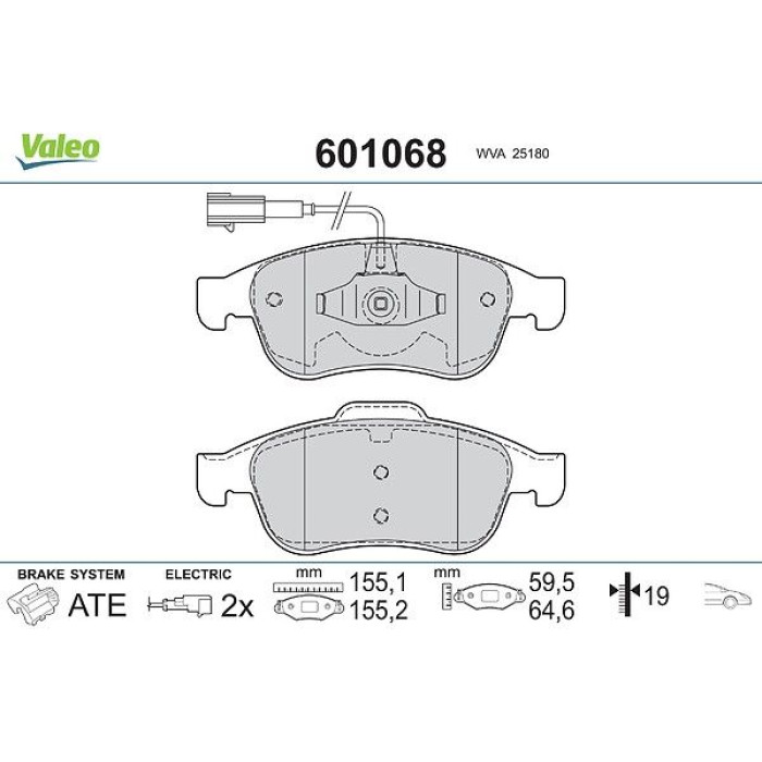 Valeo 601068 Bremsbelagsatz, Scheibenbremse Valeo 601068 Bremsbelagsatz, Scheibenbremse
