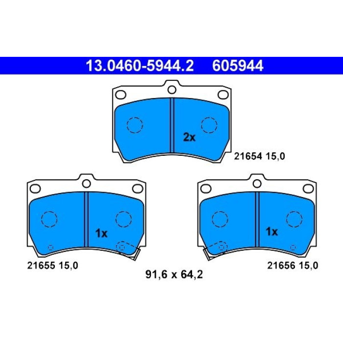 ATE 13.0460-5944.2 Bremsbelagsatz, Scheibenbremse