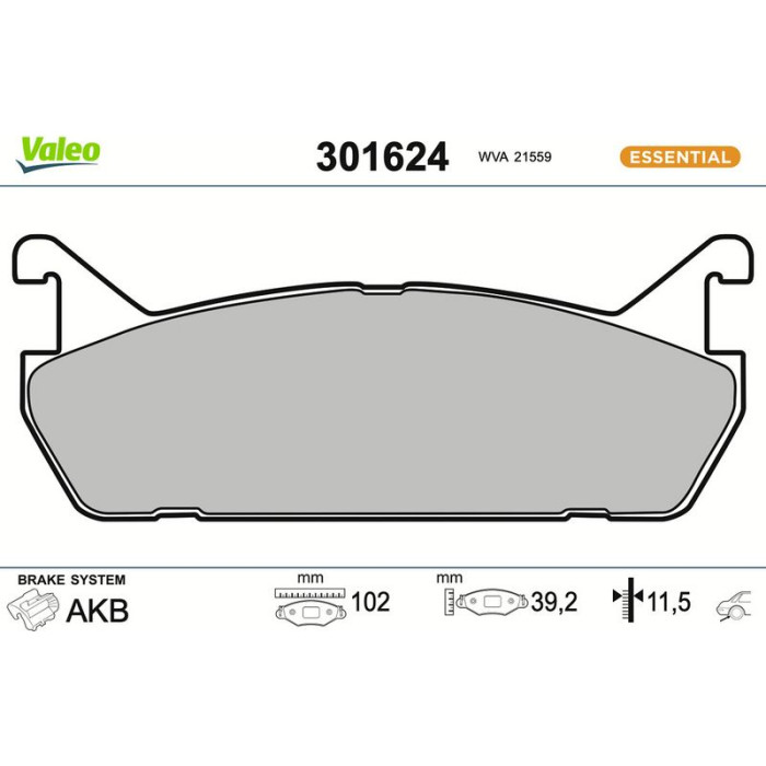 Valeo 301624 Bremsbelagsatz, Scheibenbremse ESSENTIAL Valeo 301624 Bremsbelagsatz, Scheibenbremse ESSENTIAL