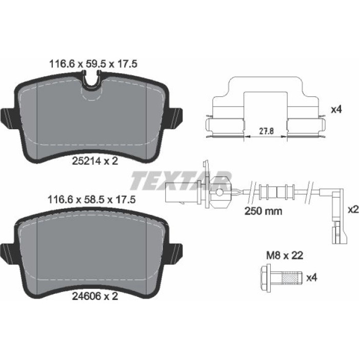 Textar 2521404 Bremsbelagsatz, Scheibenbremse Q+ Textar 2521404 Bremsbelagsatz, Scheibenbremse Q+
