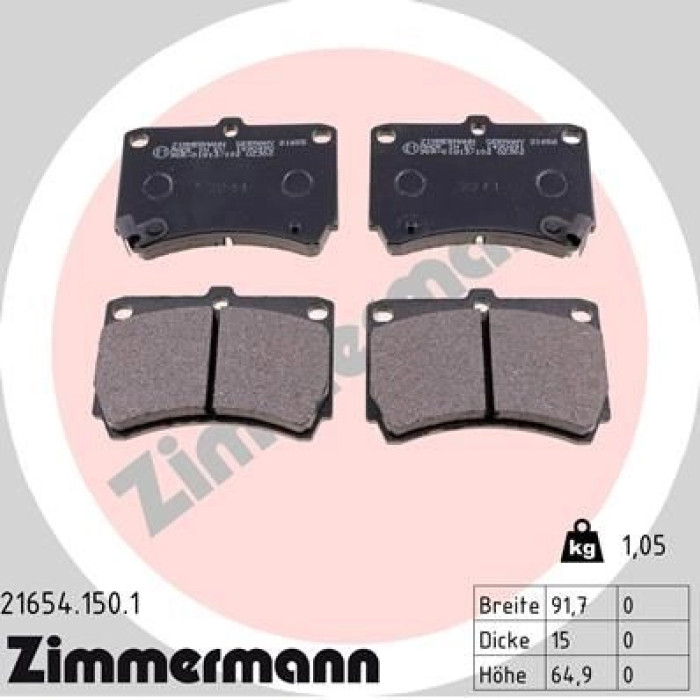 Zimmermann 21654.150.1 Bremsbelagsatz, Scheibenbremse Zimmermann 21654.150.1 Bremsbelagsatz, Scheibenbremse