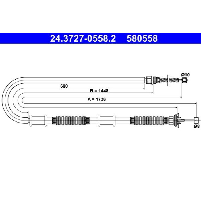 ATE 24.3727-0558.2 Seilzug, Feststellbremse ATE 24.3727-0558.2 Seilzug, Feststellbremse