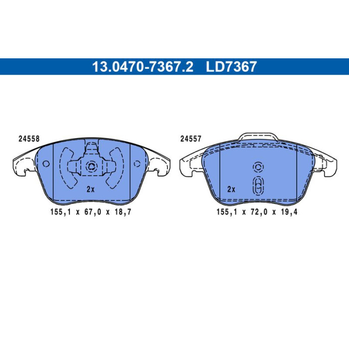 ATE 13.0470-7367.2 Bremsbelagsatz, Scheibenbremse Ceramic ATE 13.0470-7367.2 Bremsbelagsatz, Scheibenbremse Ceramic
