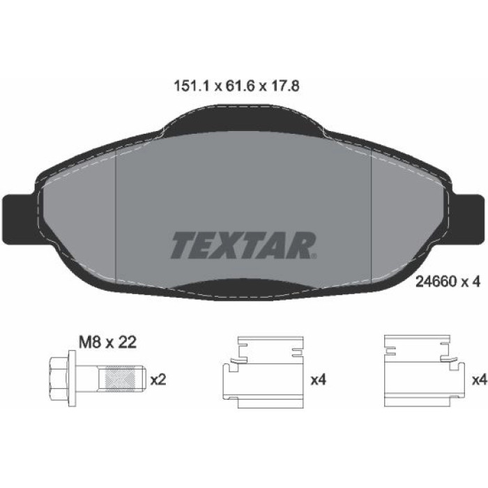 Textar 2466001 Bremsbelagsatz, Scheibenbremse Q+ Textar 2466001 Bremsbelagsatz, Scheibenbremse Q+