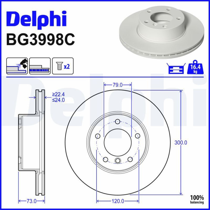 Delphi BG3998C Bremsscheibe Delphi BG3998C Bremsscheibe