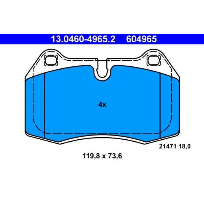 ATE 13.0460-4965.2 Bremsbelagsatz, Scheibenbremse ATE 13.0460-4965.2 Bremsbelagsatz, Scheibenbremse