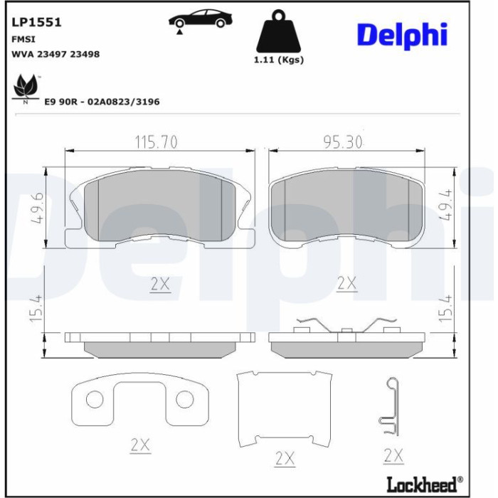 Delphi LP1551 Bremsbelagsatz, Scheibenbremse Delphi LP1551 Bremsbelagsatz, Scheibenbremse