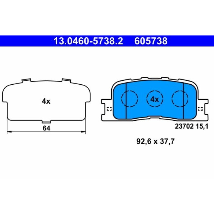 ATE 13.0460-5738.2 Bremsbelagsatz, Scheibenbremse ATE 13.0460-5738.2 Bremsbelagsatz, Scheibenbremse