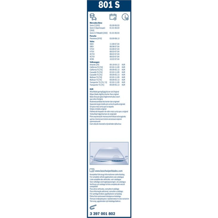 BOSCH 801 S Scheibenwischer Twin 3 397 001 802 BOSCH 801 S Scheibenwischer Twin 3 397 001 802