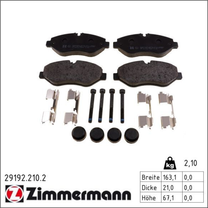 Zimmermann 29192.210.2 Bremsbelagsatz, Scheibenbremse Zimmermann 29192.210.2 Bremsbelagsatz, Scheibenbremse