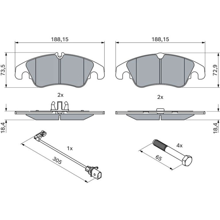 BOSCH 0 986 494 259 Bremsbelagsatz, Scheibenbremse