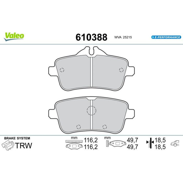 Valeo 610388 Bremsbelagsatz, Scheibenbremse E-PERFORMANCE