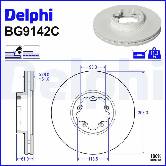 Delphi BG9142C Bremsscheibe Delphi BG9142C Bremsscheibe