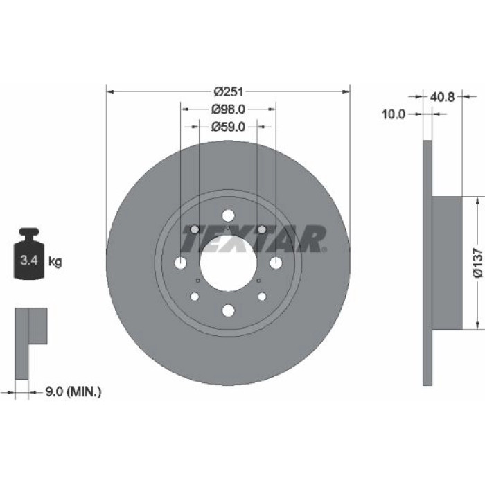 Textar 92202303 Bremsscheibe PRO