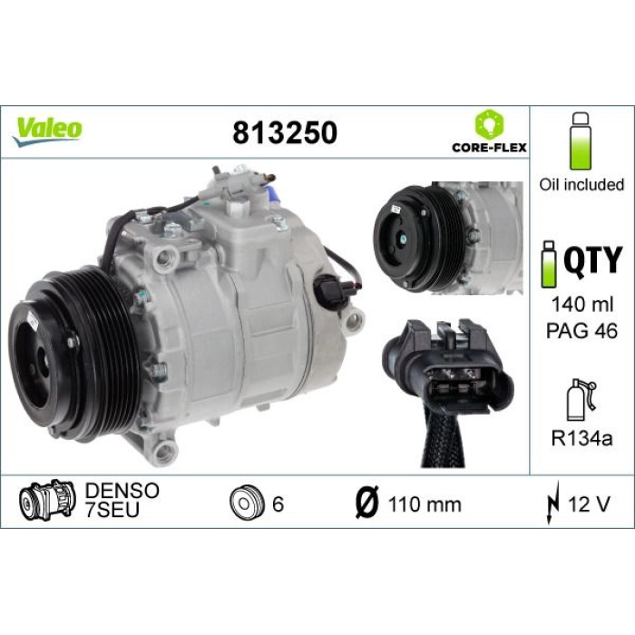Valeo 813250 Kompressor, Klimaanlage CORE-FLEX Valeo 813250 Kompressor, Klimaanlage CORE-FLEX