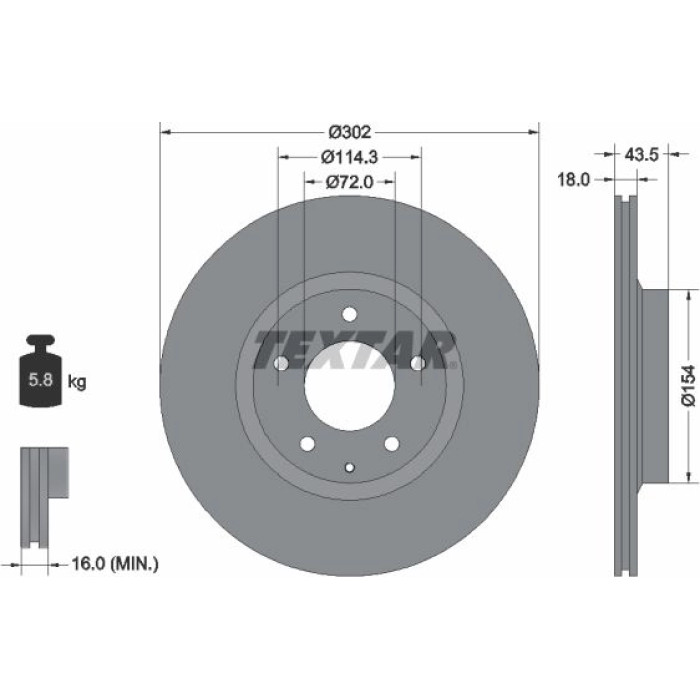 Textar 92174503 Bremsscheibe PRO Textar 92174503 Bremsscheibe PRO