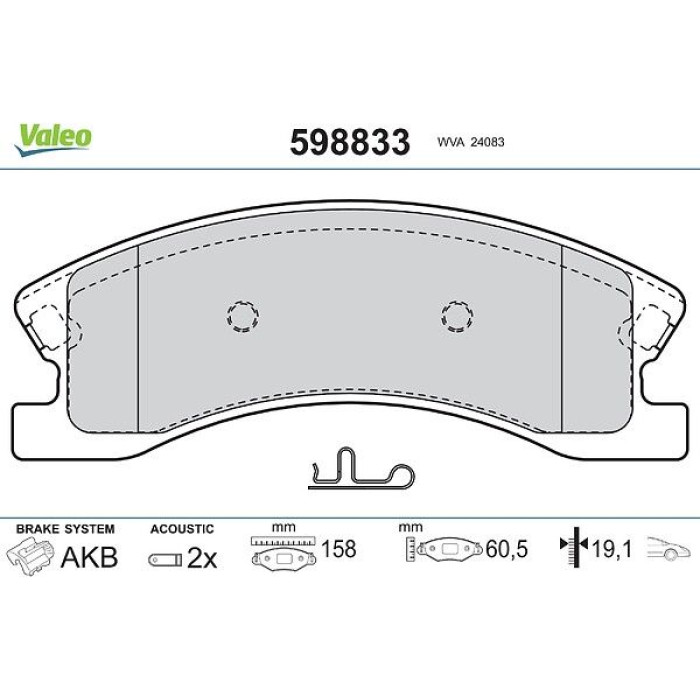 Valeo 598833 Bremsbelagsatz, Scheibenbremse Valeo 598833 Bremsbelagsatz, Scheibenbremse