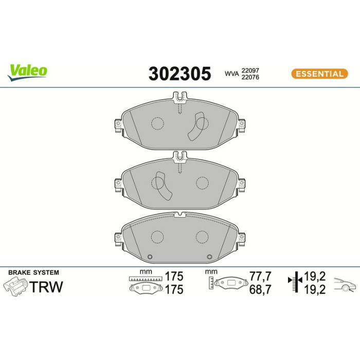 Valeo 302305 Bremsbelagsatz, Scheibenbremse ESSENTIAL