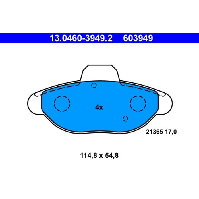 ATE 13.0460-3949.2 Bremsbelagsatz, Scheibenbremse ATE 13.0460-3949.2 Bremsbelagsatz, Scheibenbremse